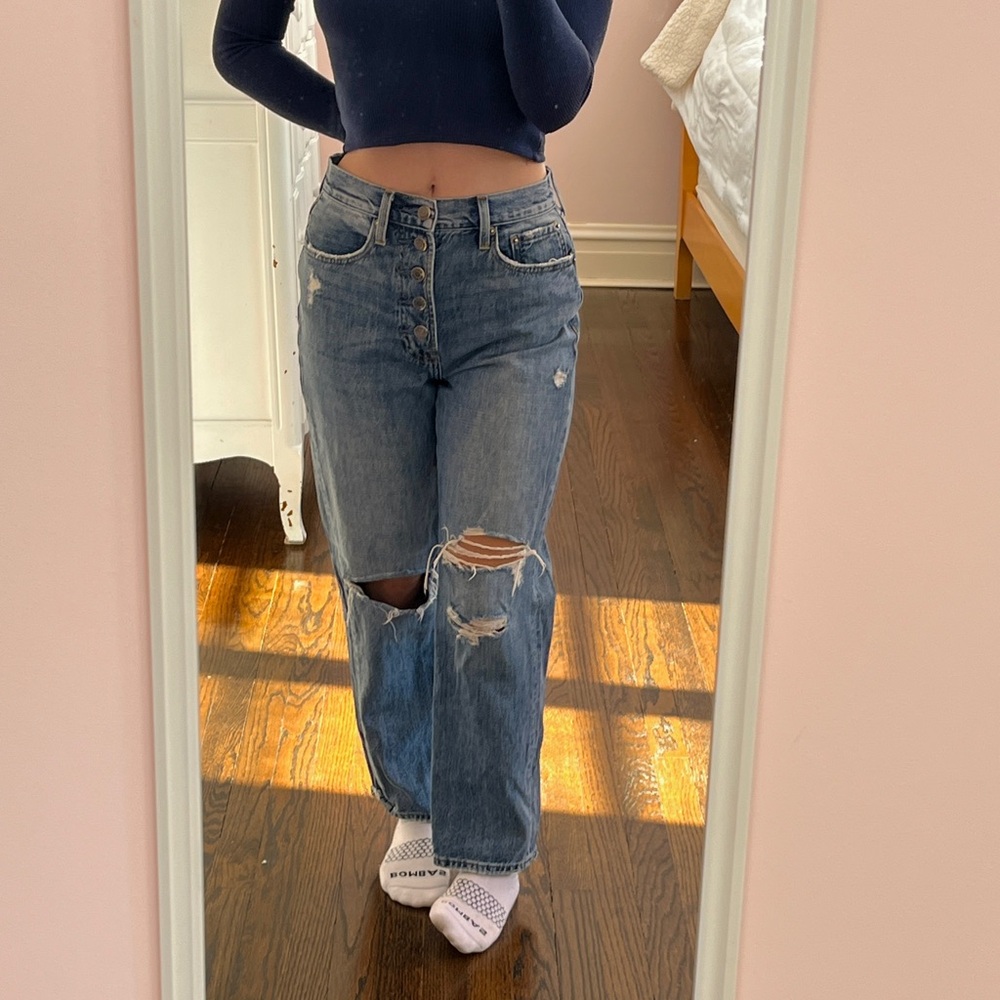 Pistola blue distressed relaxed jeans